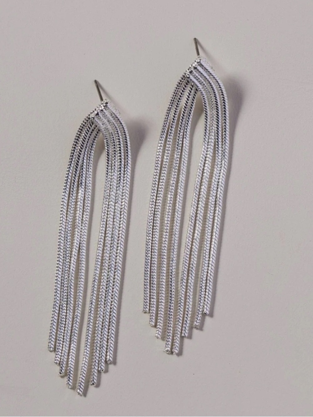 SILVER WATERFALL CHAIN EARRINGS